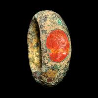 A Roman Gilt-Bronze Finger Ring with a Red Jasper Intaglio of Agrippina