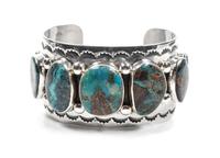 Edison Begay (Dine, b. 1954) Silver & Turquoise Cuff Bracelet Length 6 x opening 1 1/4 x width 1 5/8 inches