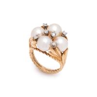 CULTURED PEARL AND DIAMOND RING