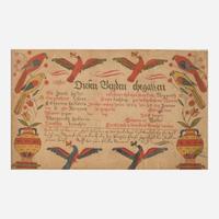 Johann Valentin Schuller (1759-1833) A Fraktur birth and baptism record for Catharin Spitler, Dauphin County, PA