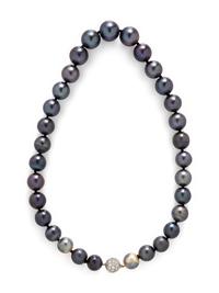 TAHITIAN CULTURED PEARL AND DIAMOND NECKLACE