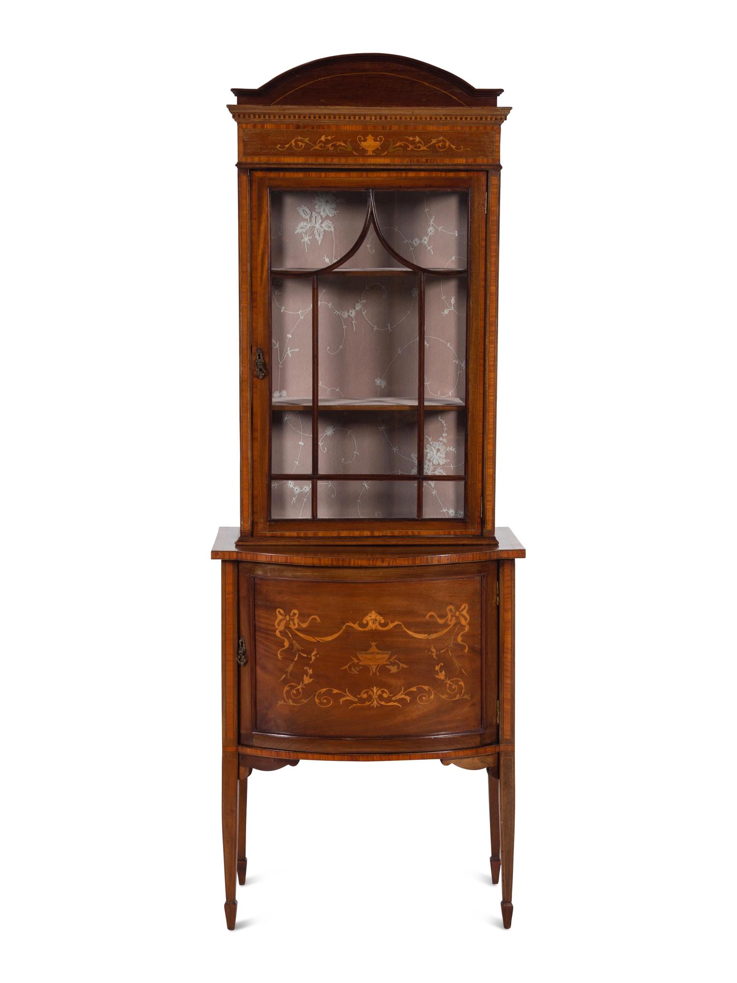An Edwardian Marquetry Display Cabinet