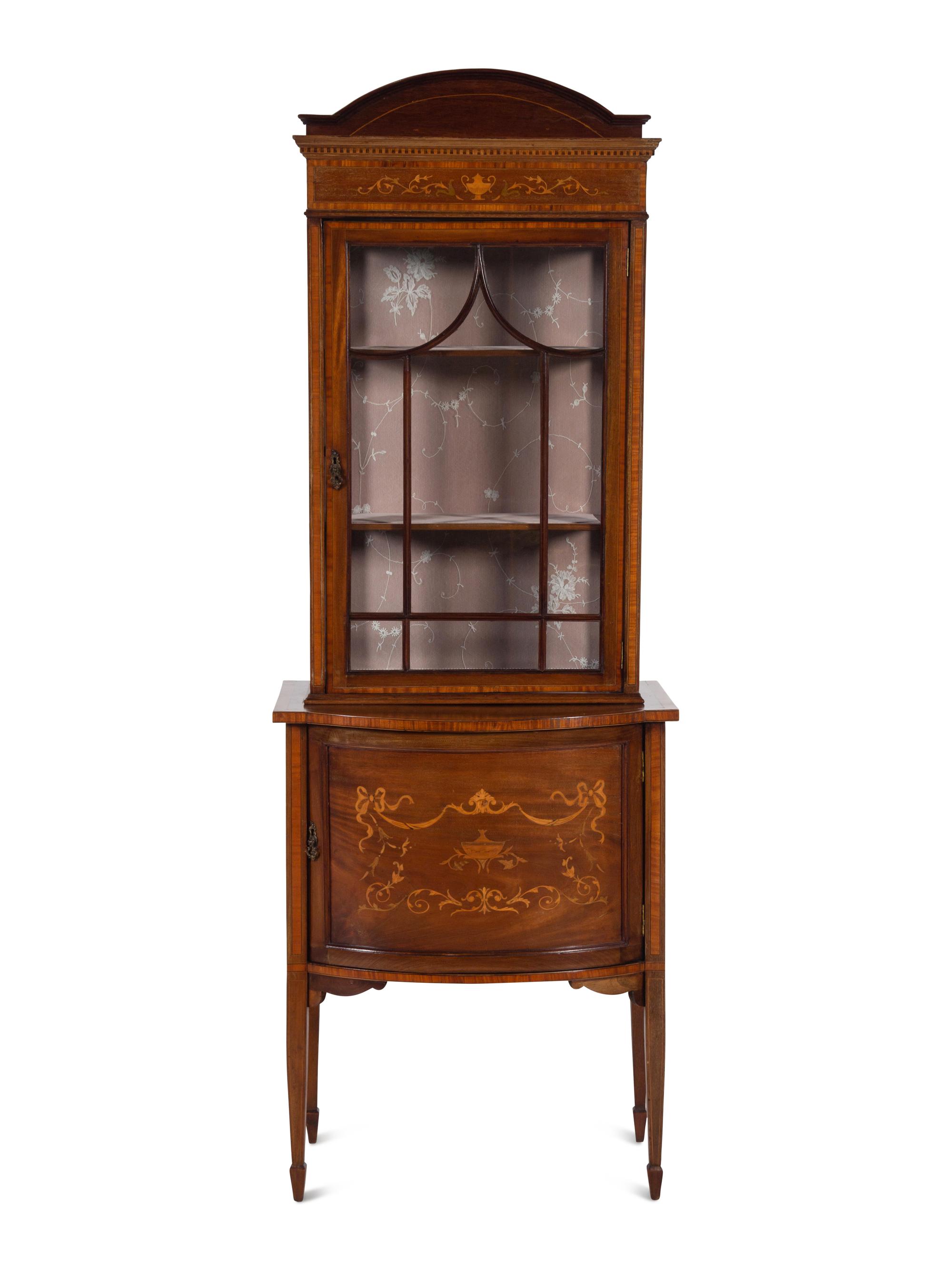 An Edwardian Marquetry Display Cabinet