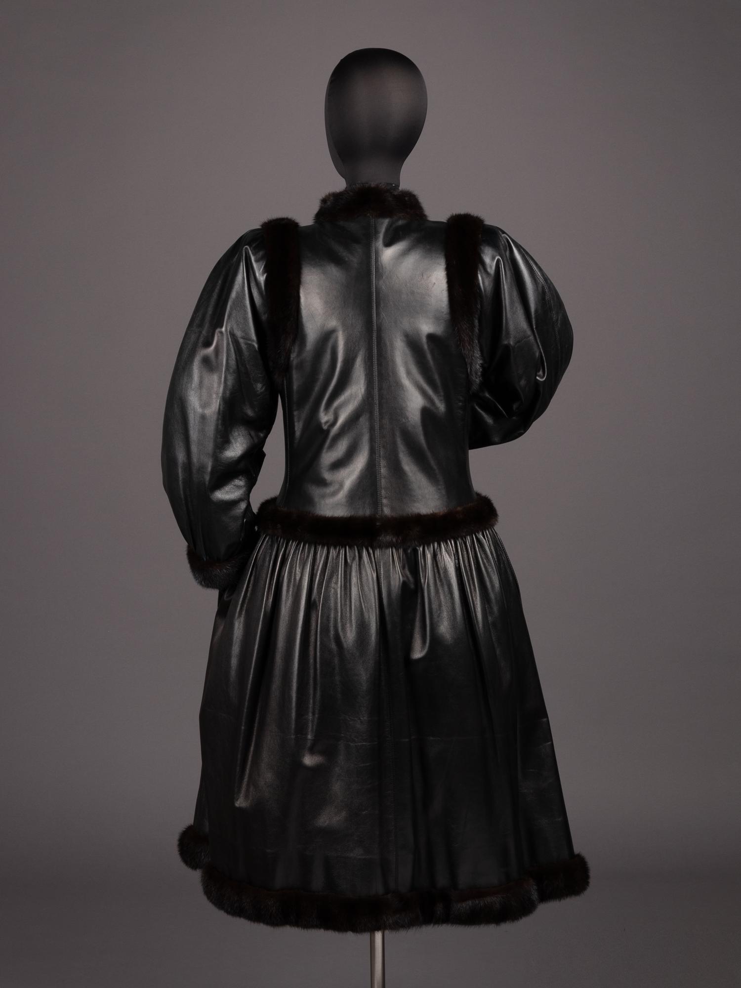Yves Saint Laurent Haute Couture Leather Coat with Fur Trim, Fall 1976