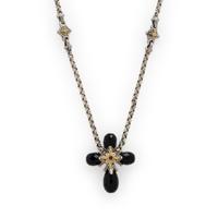 Konstantino, Sterling Silver and Onyx Cross Necklace
