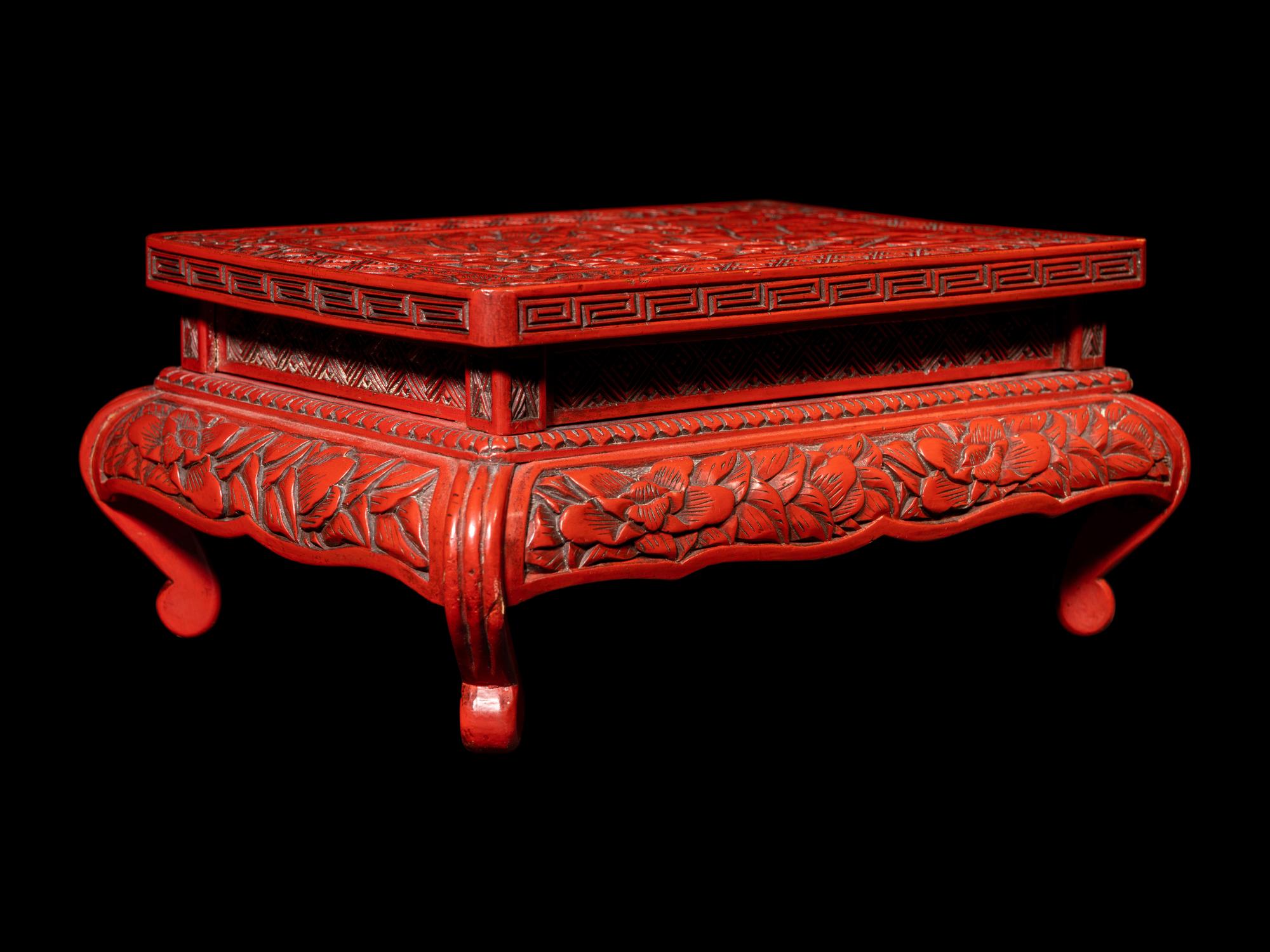 Two Chinese Lacquered and Wood Stands