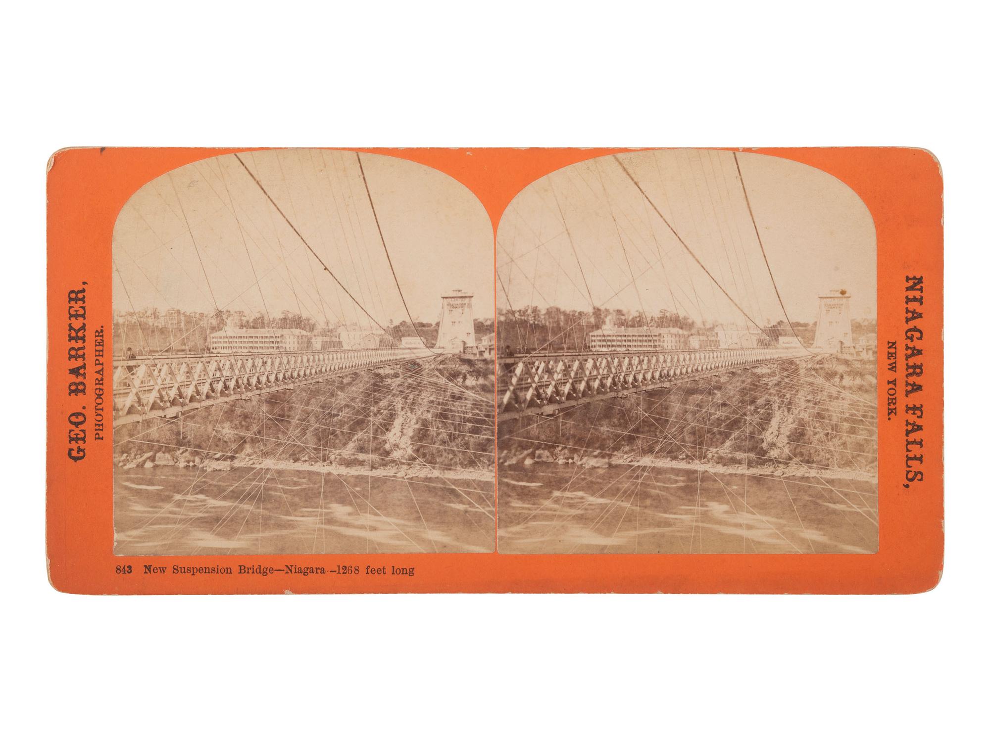 [EARLY PHOTOGRAPHY]. 2 views of Niagara Falls, NY, incl. glass stereoview by F. Langenheim, 1856.