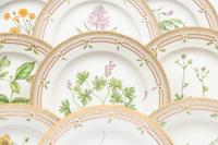 A Set of Fifteen Royal Copenhagen Flora Danica Porcelain Plates