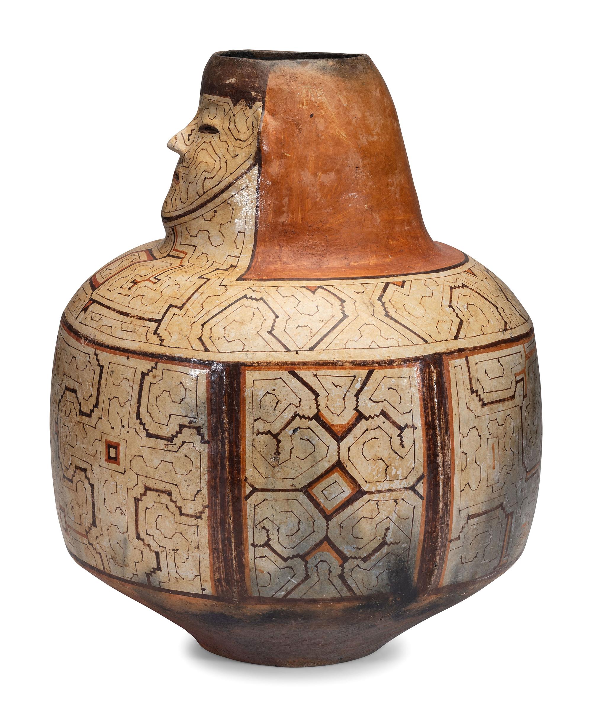 Peruvian Shipibo Figural Pottery Jar