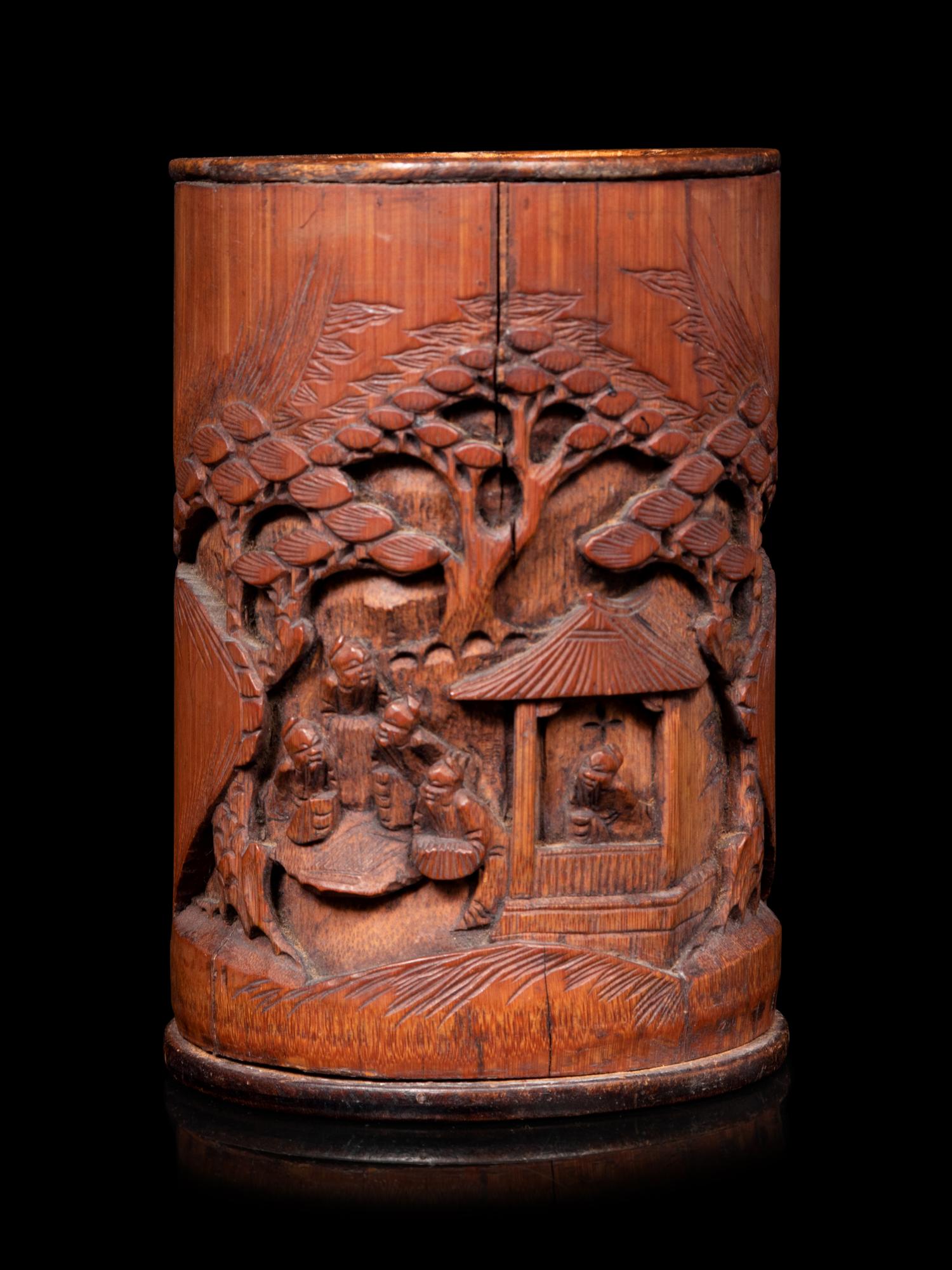 A Chinese ‘Seven Sages of the Bamboo Grove’ Bamboo Brush Pot