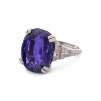 AN IMPORTANT ANTIQUE, COLOR-CHANGE SAPPHIRE AND DIAMOND RING, BY GILLOT