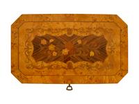 An Italian Burlwood and Marquetry Musical Jewelry Box