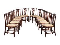 Twelve George III Style Walnut Dining Chairs