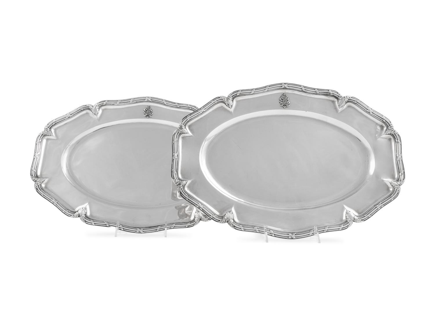 A Pair of Russian Silver Serving Platters
