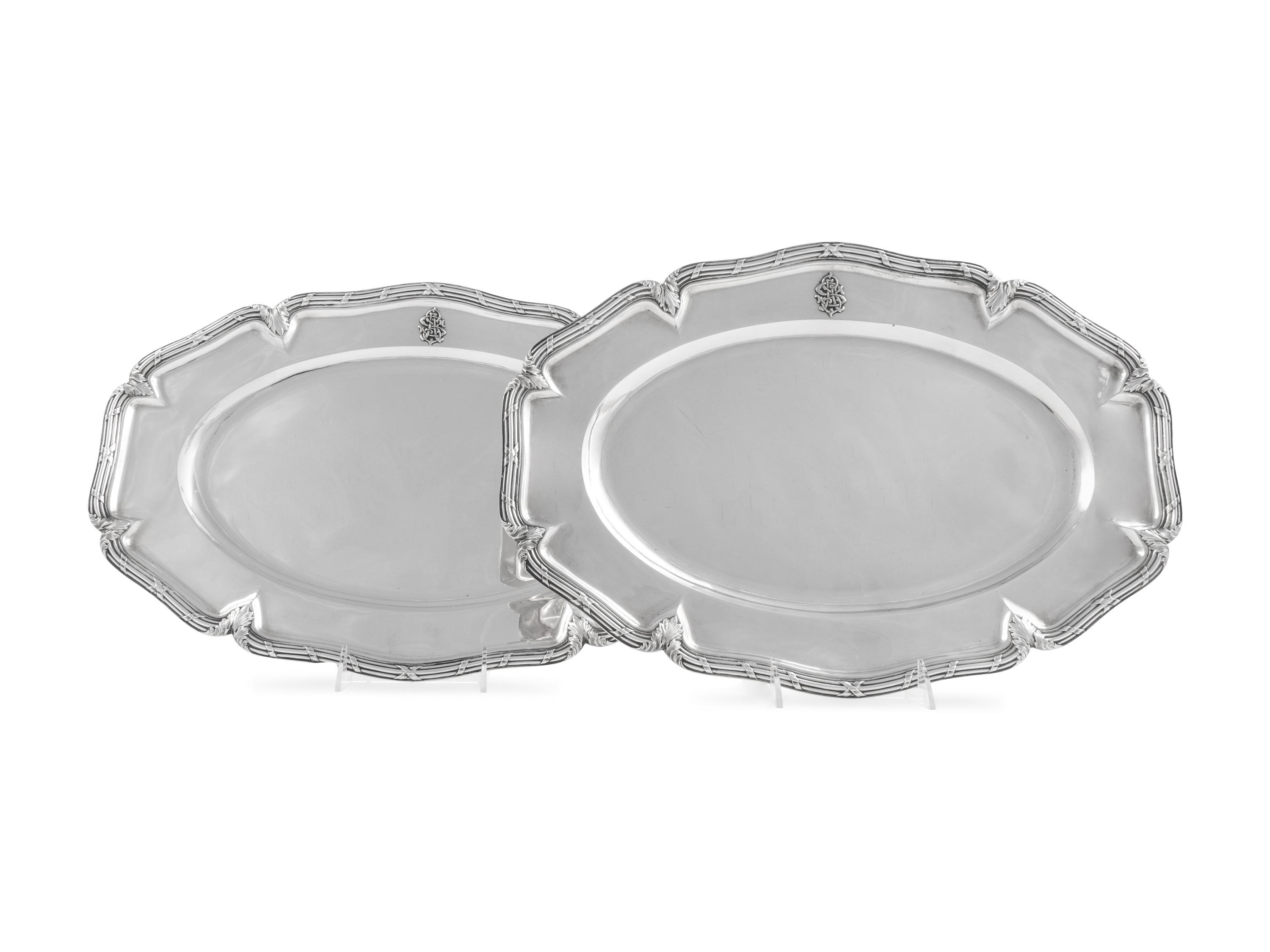A Pair of Russian Silver Serving Platters