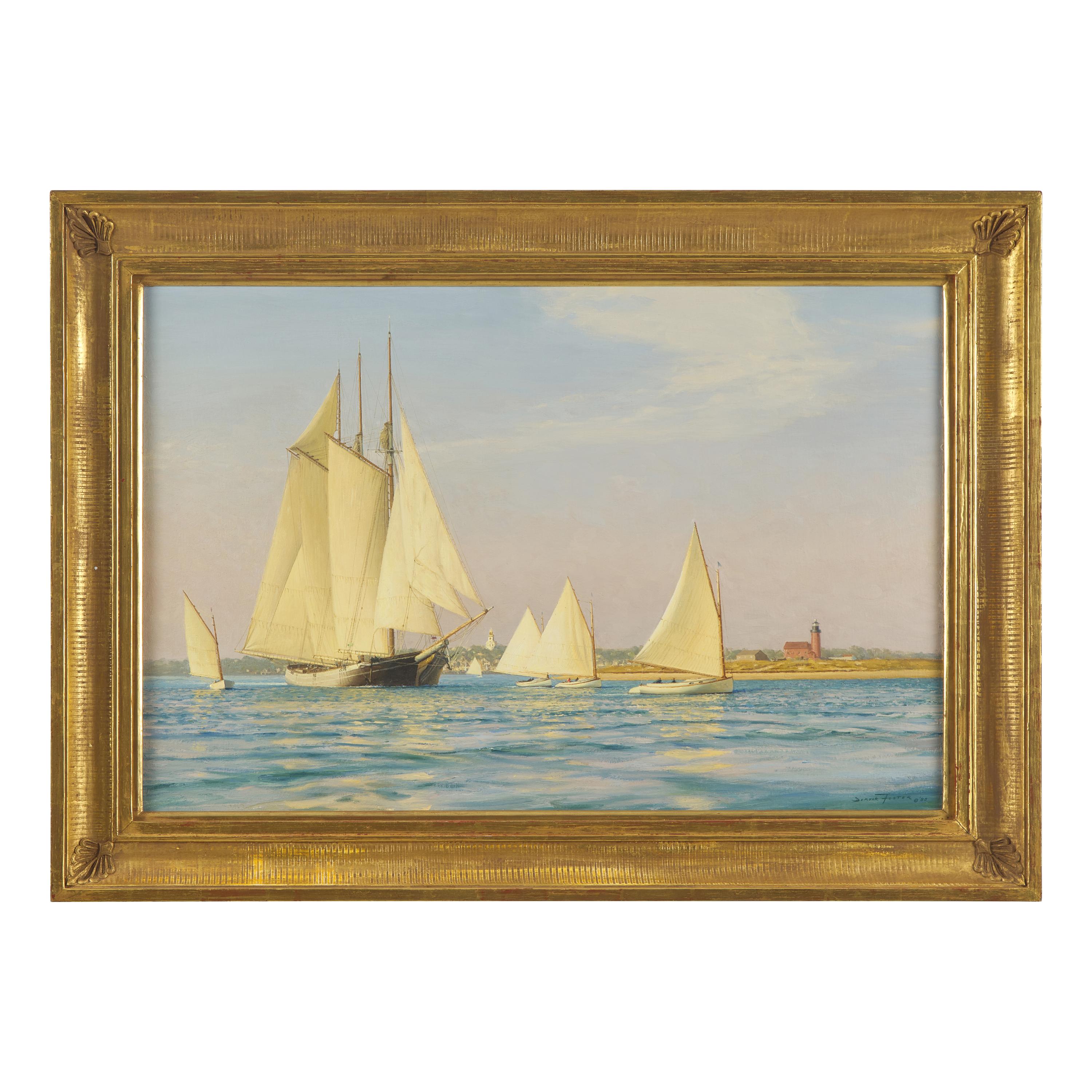 Deryck Foster (British, 1924–2011) — Ethel W. Parker of Nantucket and Local Fishing Fleet, 1980