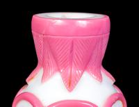 Three Chinese Opaque White Pink Overlay Glass Articles