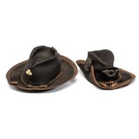 Two Army slouch hats identified to Captain Charles E. Nash, Company F, 19th Maine Infantry.