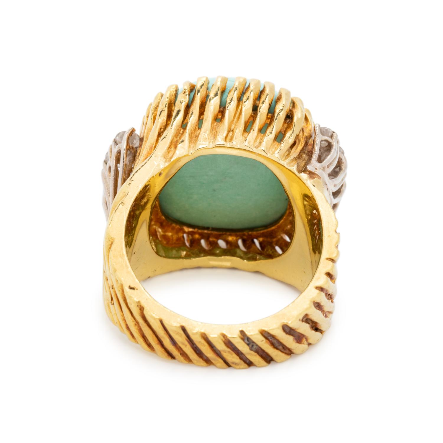 SYNTHETIC TURQUOISE AND DIAMOND RING