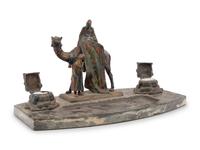 An Austrian Cold Painted Cast Metal Figural Ink Stand in the Manner of Franz Bergman