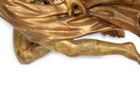 A Pair of Italian Carved Giltwood Winged Angel Appliqués