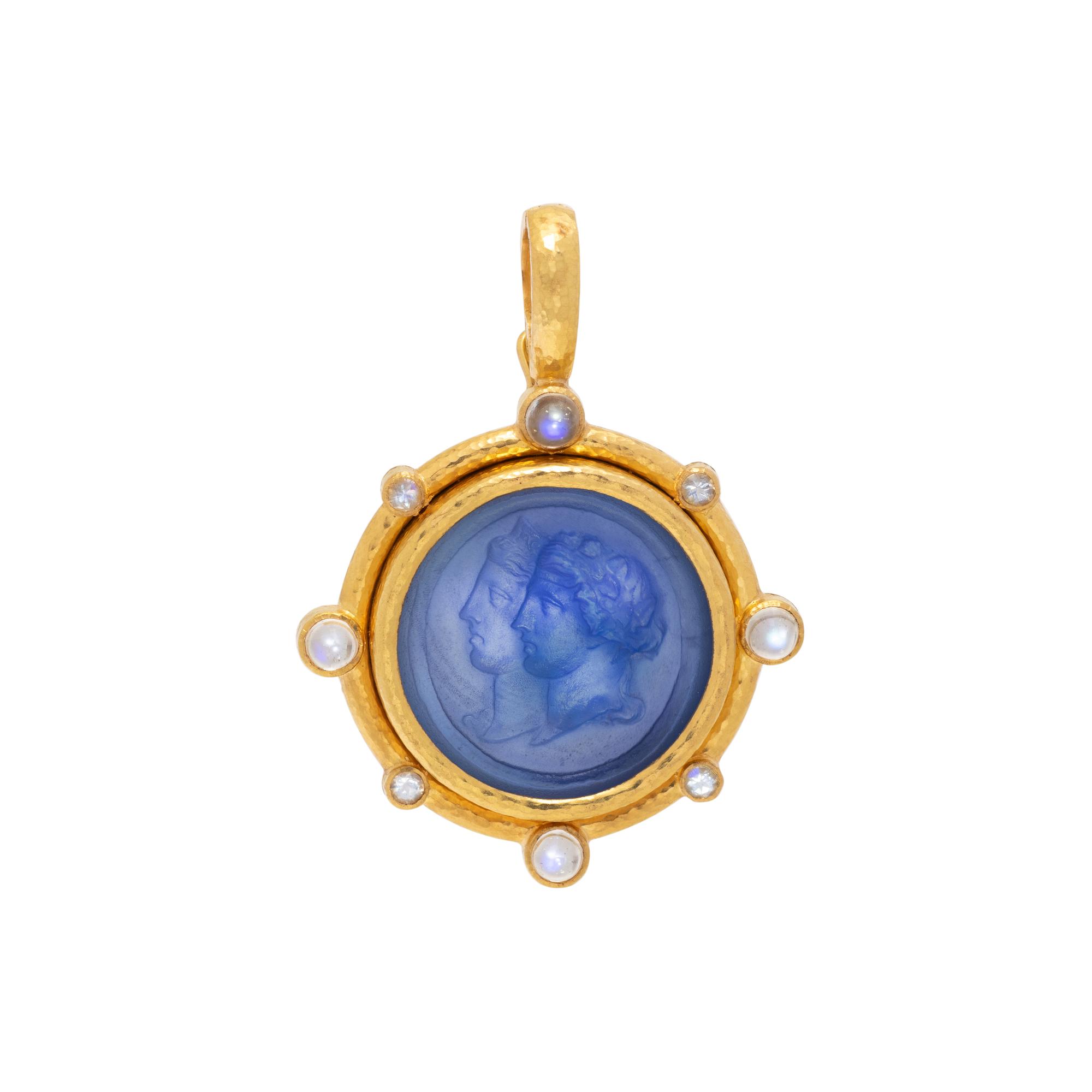 ELIZABETH LOCKE, CAMEO AND MOONSTONE PENDANT