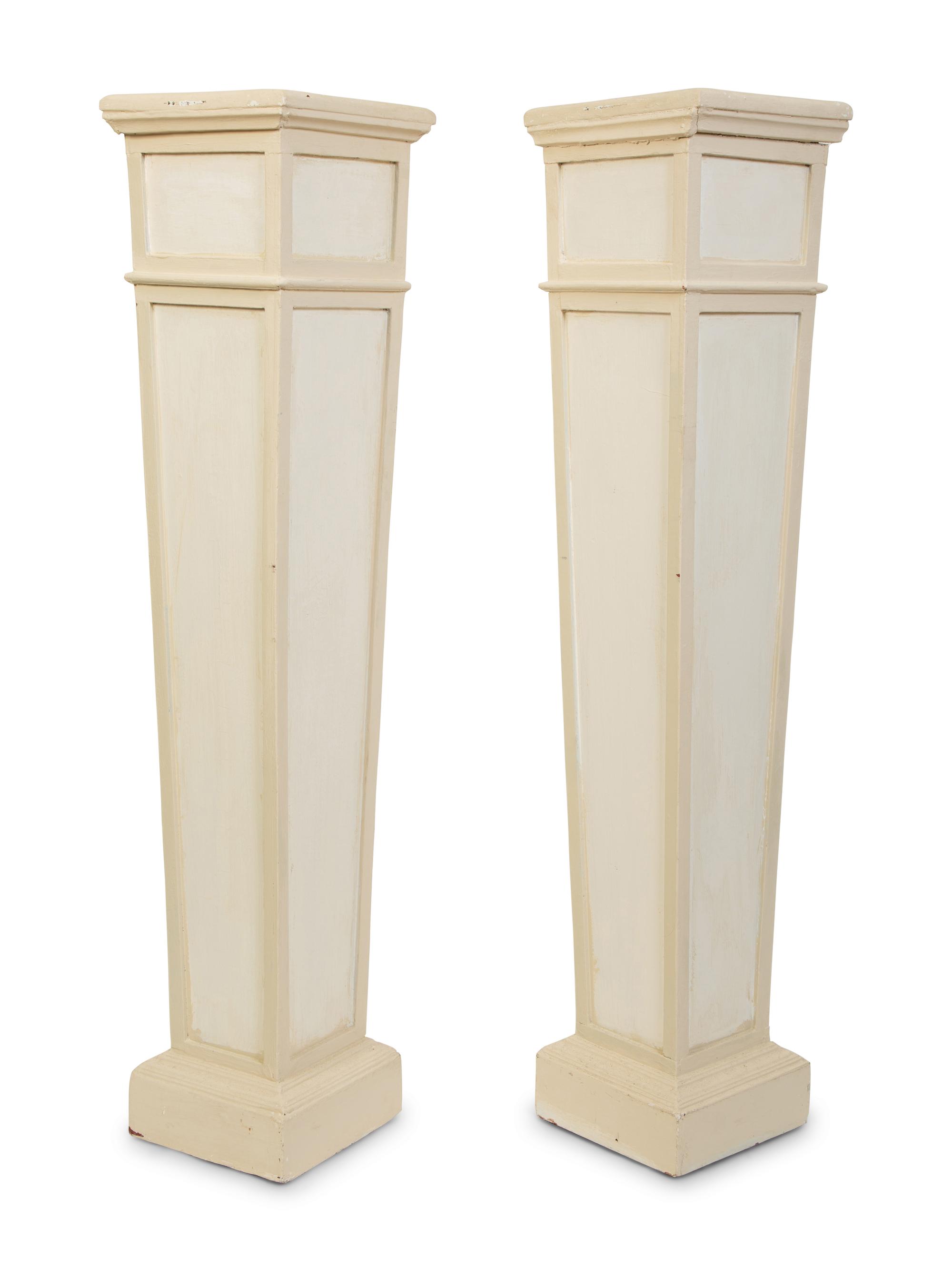 A Pair of Swedish Neoclassical Style Painted Pedestals — 20TH CENTURY