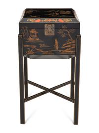 A Chinoiserie Decorated Casket on Stand