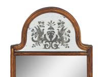 A Continental Reverse-Painted Glass Mirror