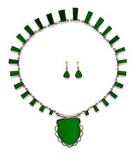 A Sterling Silver and Glass Demi-Parure,