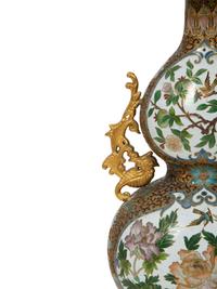 A Pair of Chinese Export Cloisonné Double-Gourd Vases