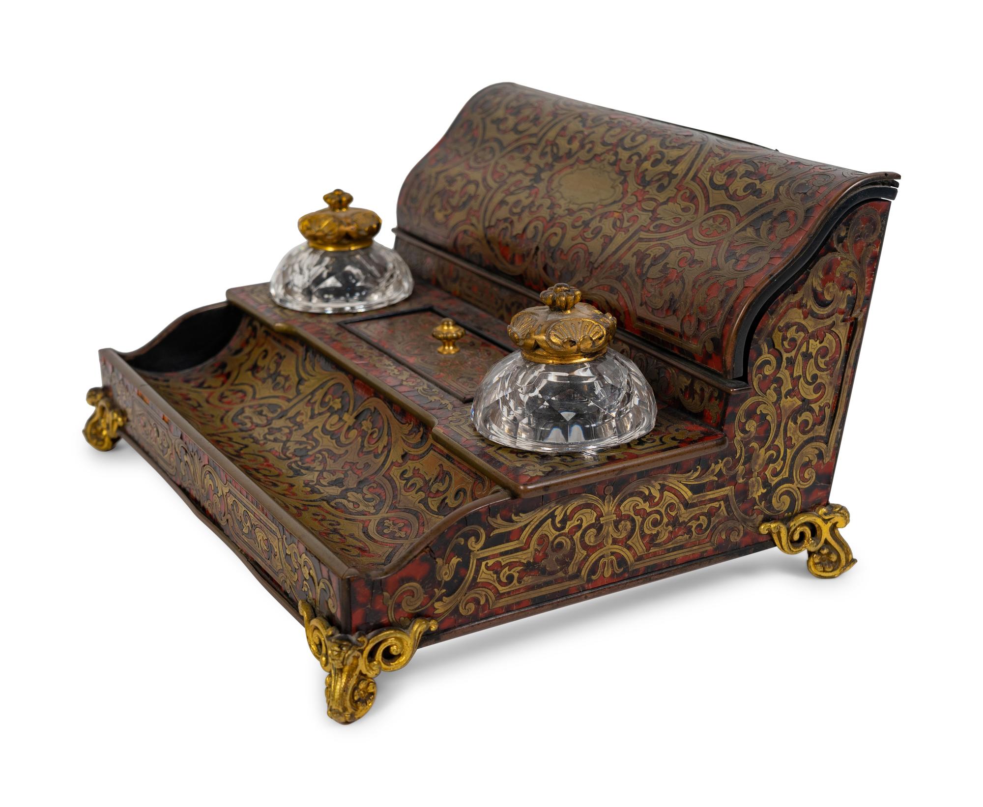 A French Tortoise Shell Inlaid Boulle Marquetry Standish