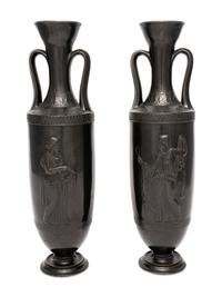 A Pair of Attic Style Bronze Vases