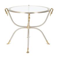 A Steel and Brass Glass-Top Side Table — MID-20TH CENTURY