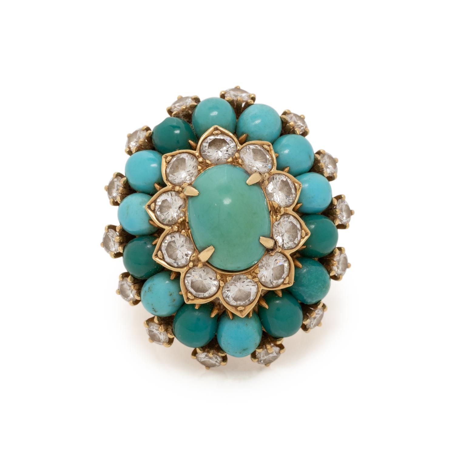 VAN CLEEF & ARPELS, TURQUOISE AND DIAMOND RING
