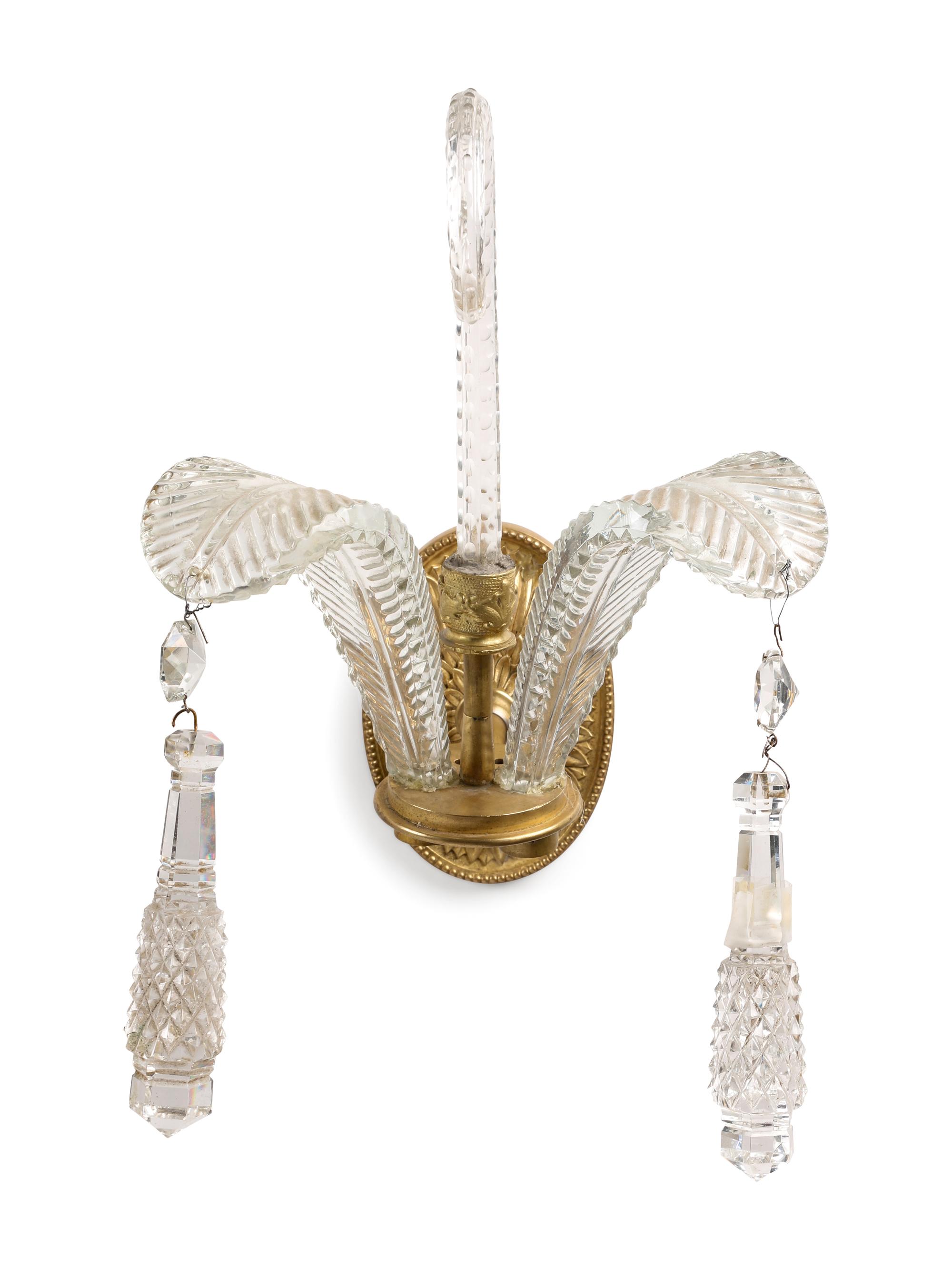A Pair of Silvered Metal Three-Light Sconces