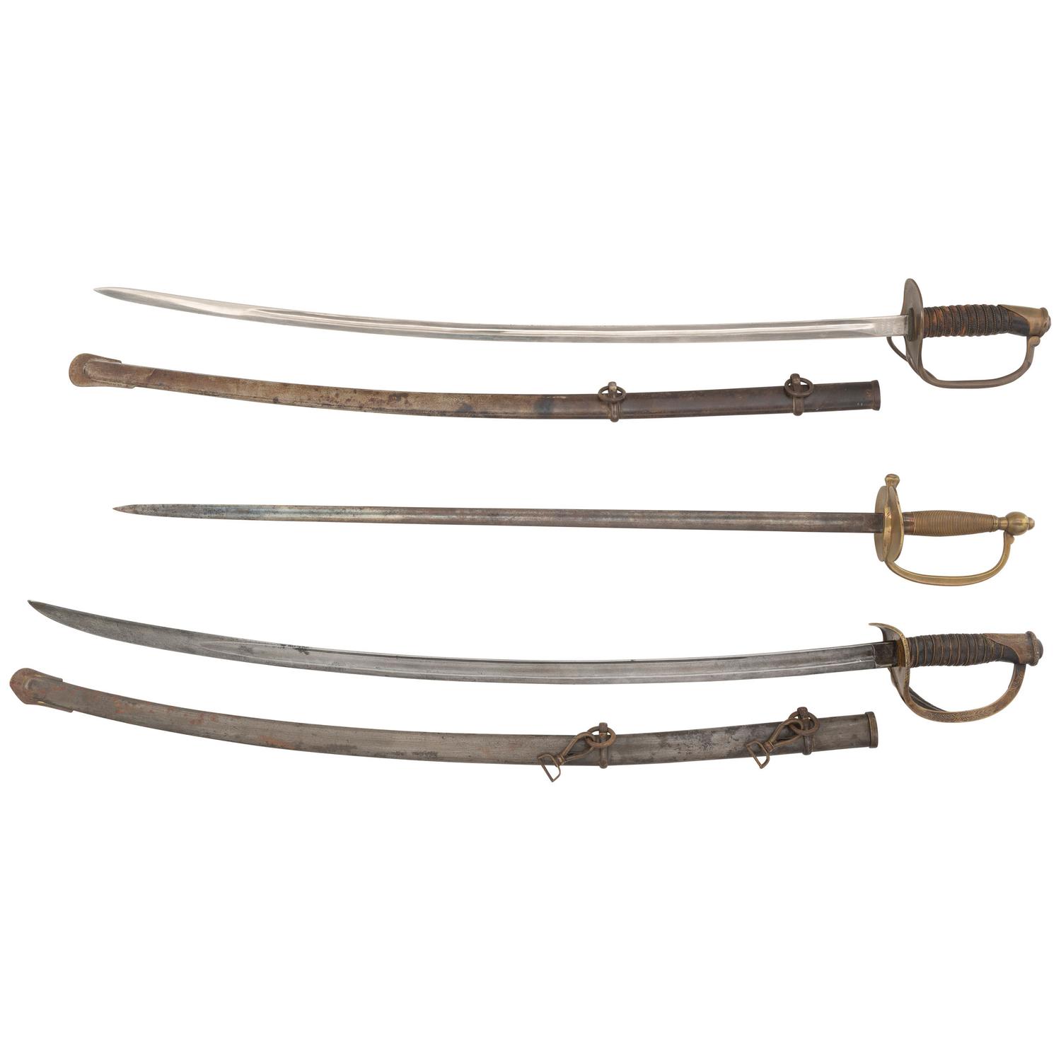 Lot of Three Swords: 1872 Light Cavalry, 1840 NCO, and European 1860