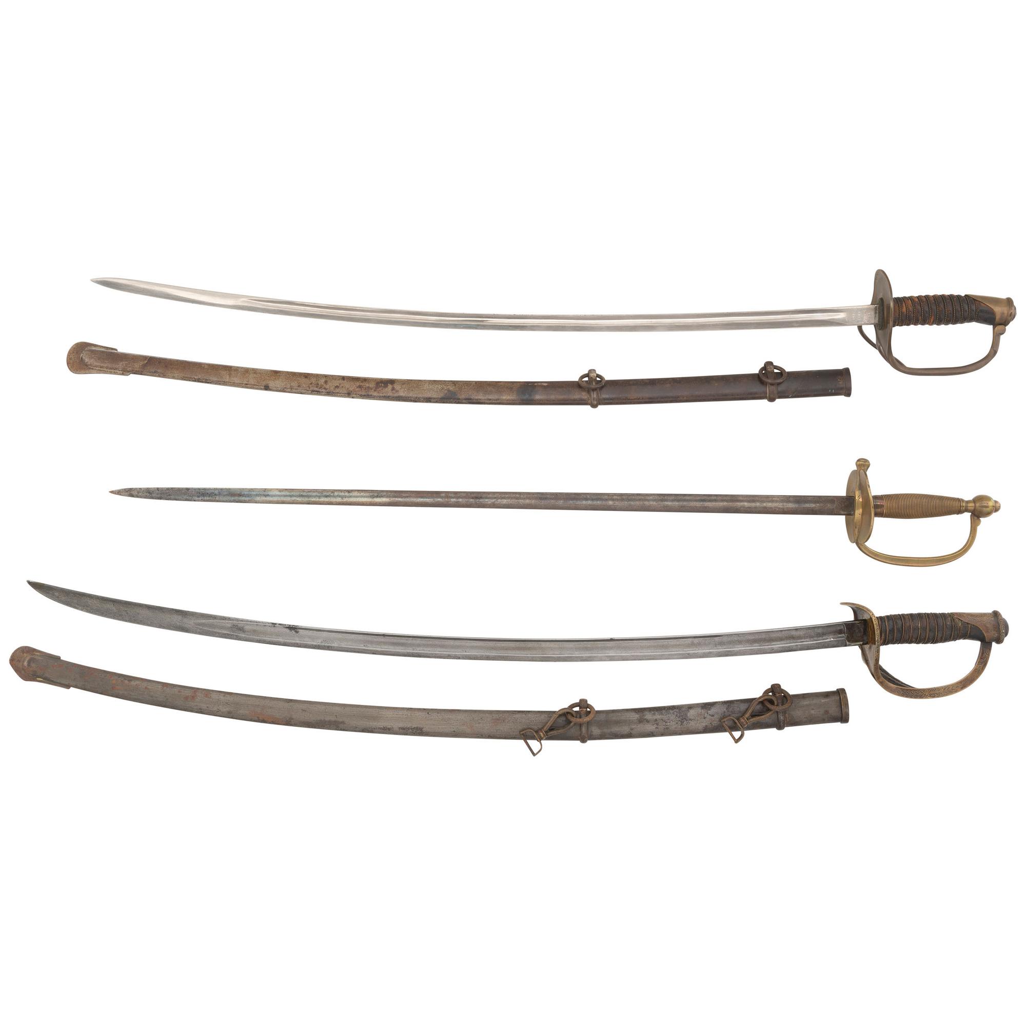 Lot of Three Swords: 1872 Light Cavalry, 1840 NCO, and European 1860