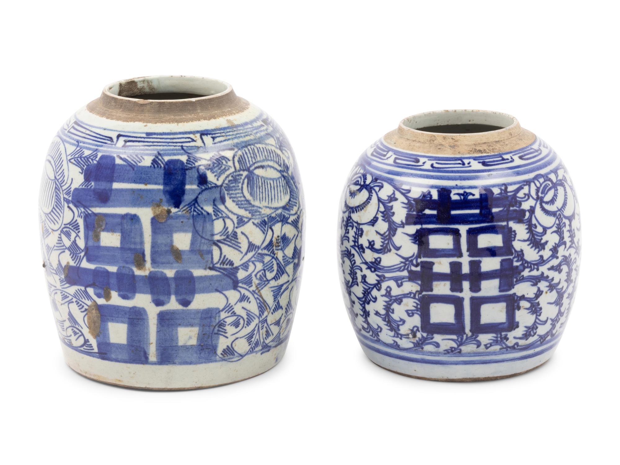 Two Chinese Blue and White Porcelain Ginger Jars