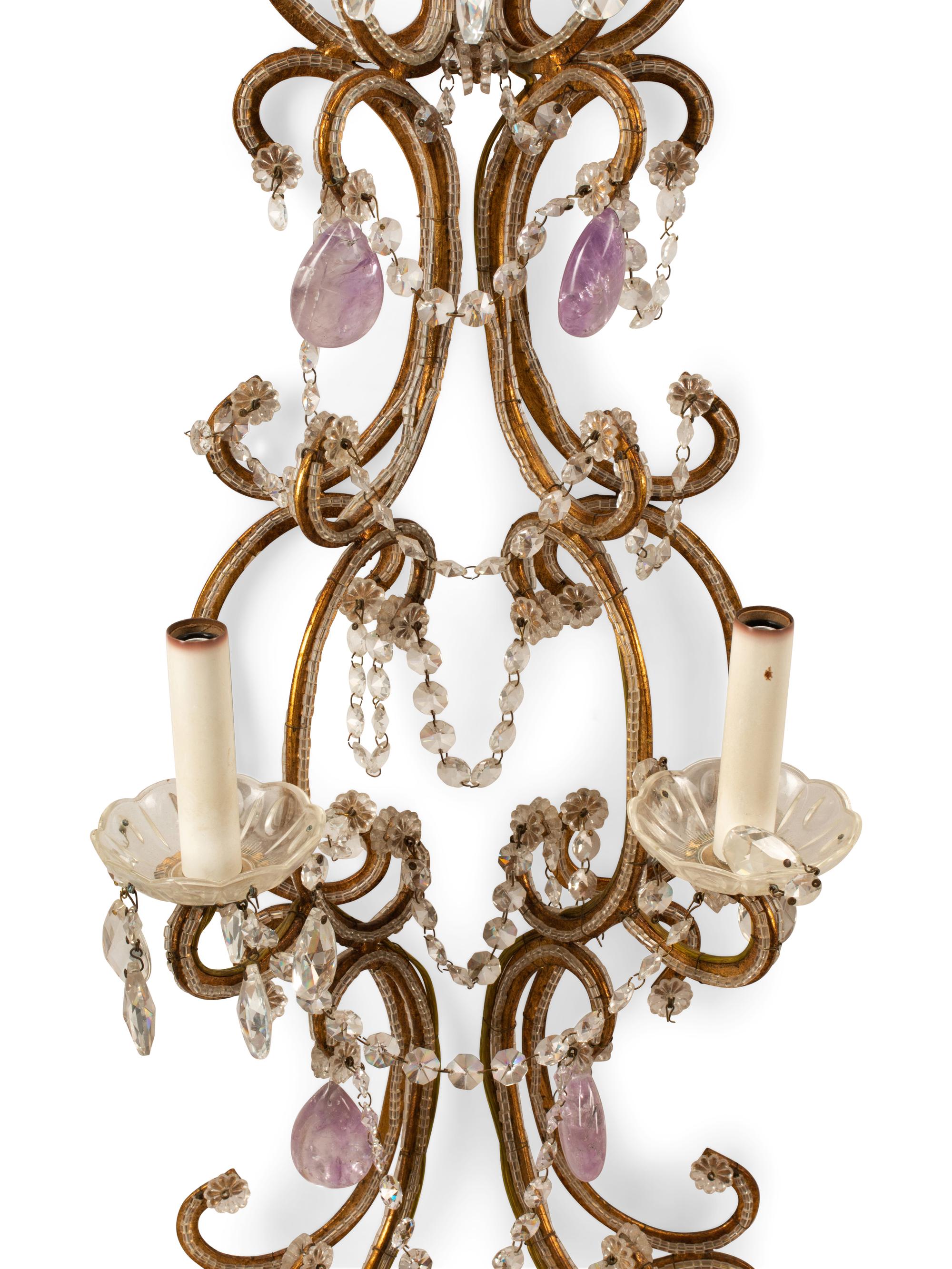 A Pair of Italian Eight-light Beaded Wall Sconces — 19TH/20TH CENTURY
