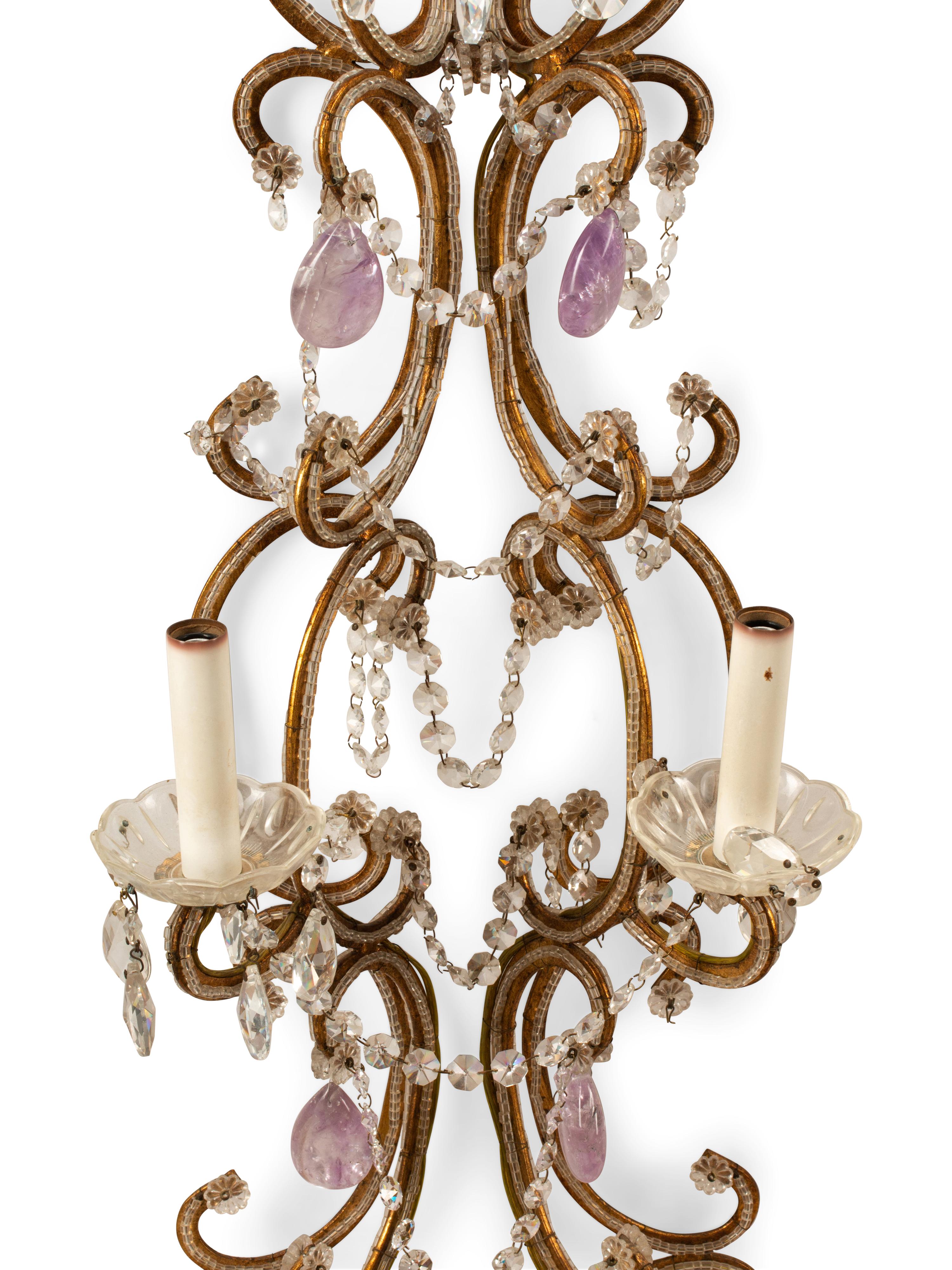 A Pair of Italian Eight-light Beaded Wall Sconces — 19TH/20TH CENTURY
