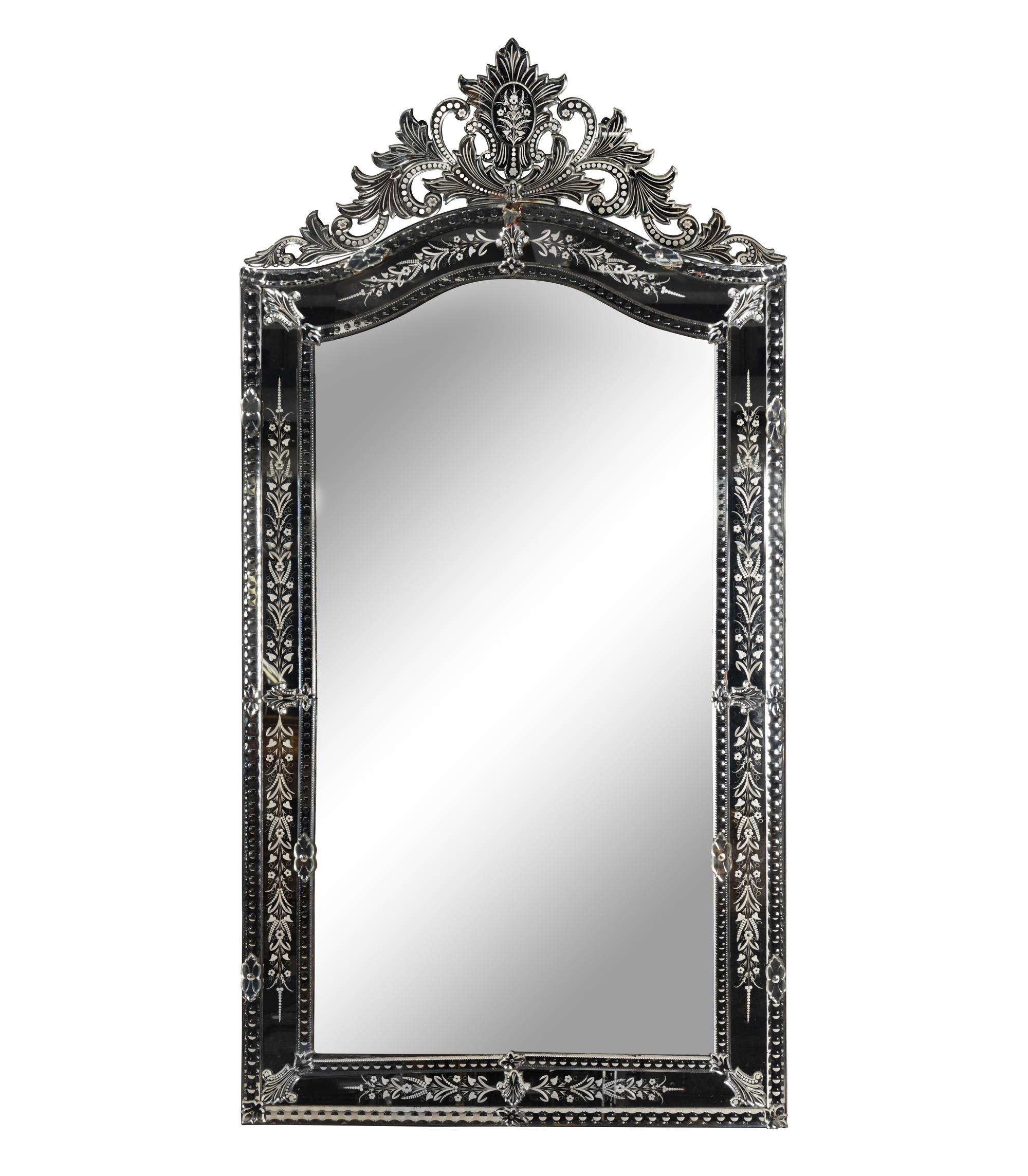 An Oversized Venetian Etched Glass Mirror