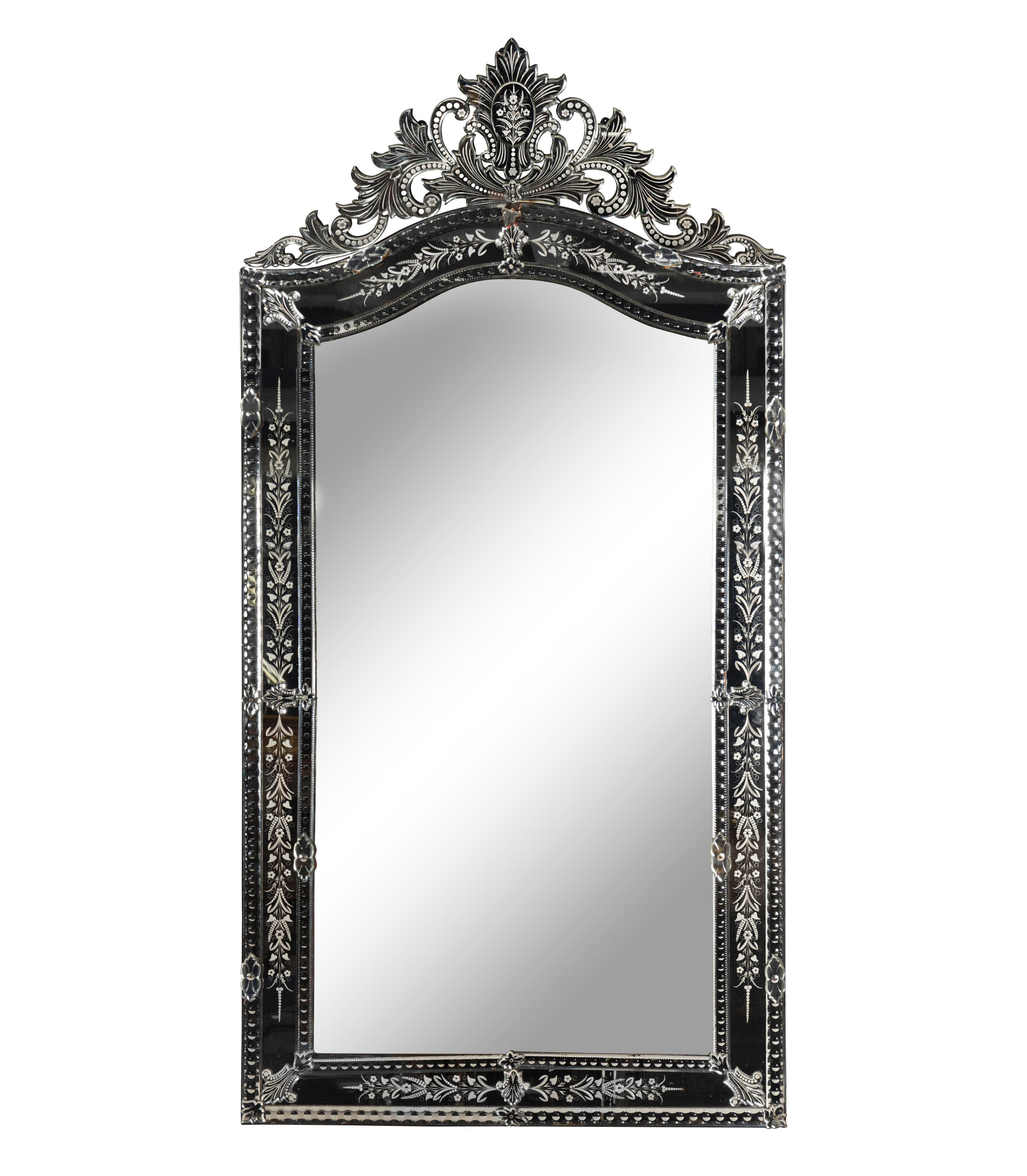 An Oversized Venetian Etched Glass Mirror