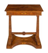 A German Walnut and Marquetry Work Table