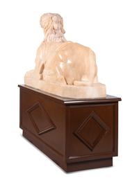 A Pair of Large Composite Marble Sphinxes