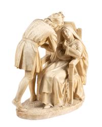 A Continental Alabaster Figural Group