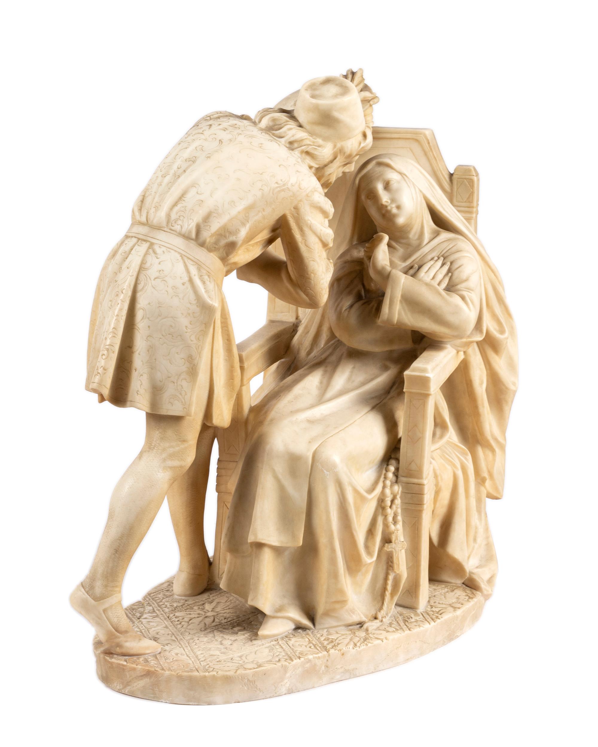 A Continental Alabaster Figural Group