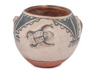 Cochiti Jar, with Relief Carved Frogs