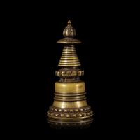 A Tibetan Bronze Model of a Stupa, 12th-14th Century 十二-十四世紀 銅舍利塔