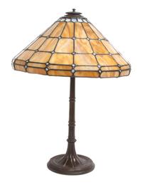 An American Leaded Glass Lamp Diameter of shade 17 x height overall 24 inches. — 2ND HALF 20TH CENTURY